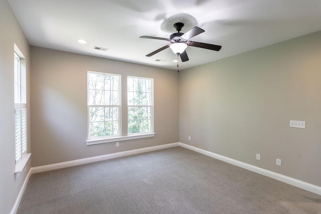 225 Slipper Shell Ct, Mount Pleasant, SC 29464 - empty room featuring a ceiling fan, baseboards, carpet floors, and recessed lighting