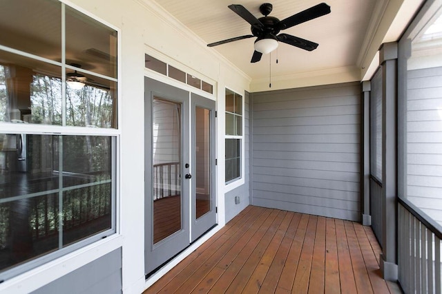 225 Slipper Shell Ct, Mount Pleasant, SC 29464 - unfurnished sunroom with a ceiling fan and french doors