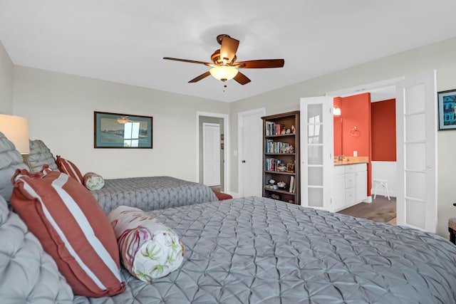 bedroom featuring ceiling fan