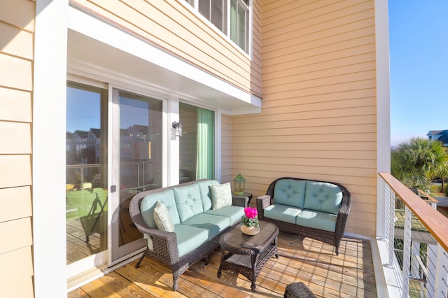 balcony featuring an outdoor living space