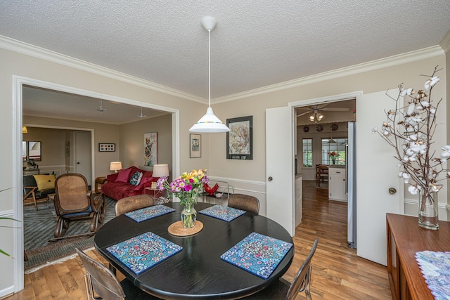 206 Brailsford Rd, Summerville, SC 29485 - dining room with ornamental molding, a textured ceiling, and light wood-type flooring