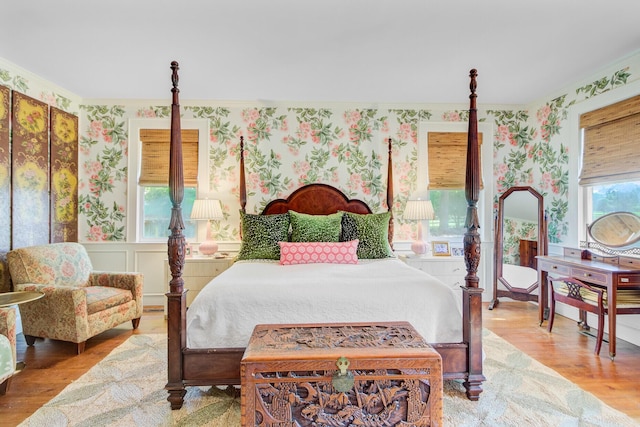 481 Cantey Ln, Camden, SC 29020 - bedroom with wallpapered walls, wood finished floors, and crown molding