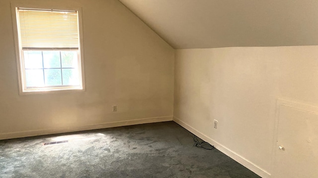 bonus room with vaulted ceiling and carpet