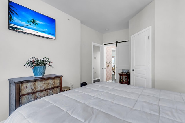 bedroom with a barn door