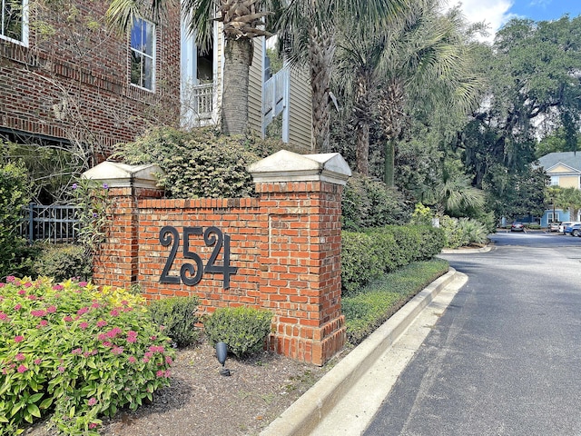 view of community sign