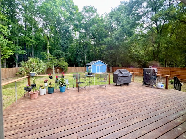 1325 Edward Dr, Moncks Corner, SC 29461 - deck featuring grilling area, a storage shed, an outbuilding, and outdoor dining space