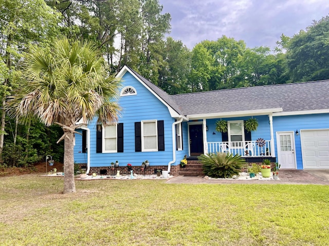1325 Edward Dr, Moncks Corner, SC 29461 - single story home featuring covered porch, a garage, a front lawn, and a shingled roof