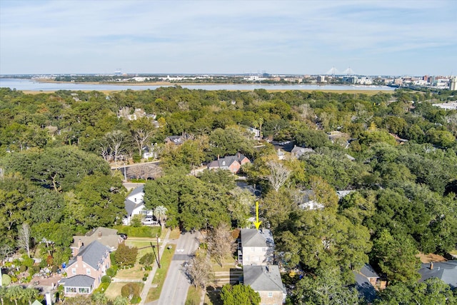 bird's eye view featuring a water view