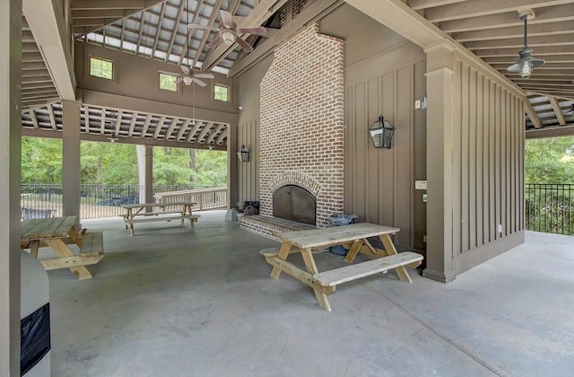 view of patio / terrace featuring ceiling fan