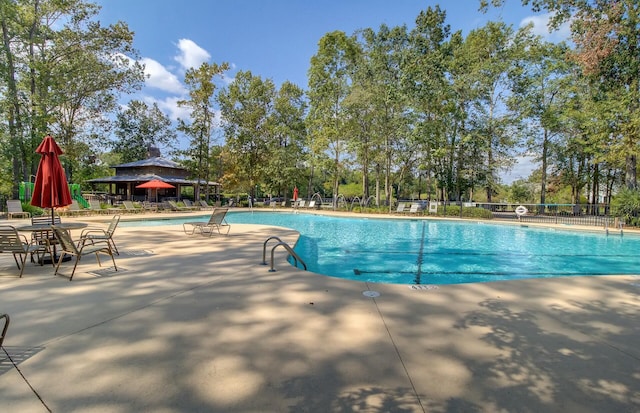 view of pool with a gazebo