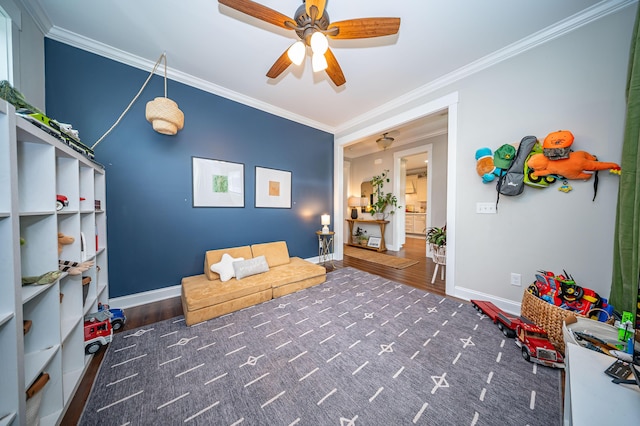 1726 Winfield Way, Charleston, SC 29414 - sitting room with crown molding, a ceiling fan, wood finished floors, and carpet