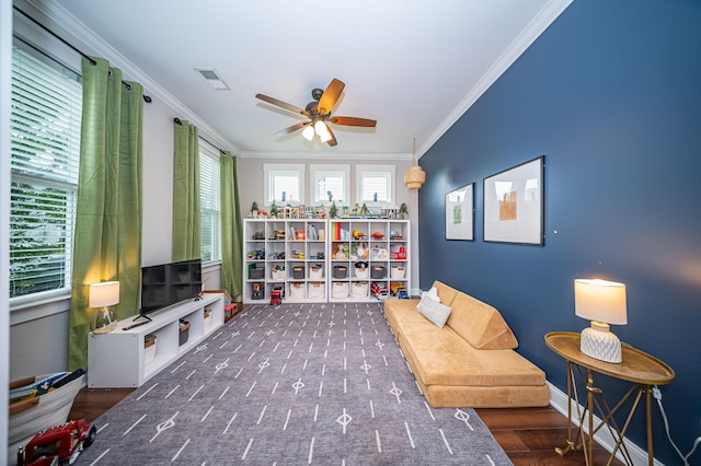1726 Winfield Way, Charleston, SC 29414 - living area featuring ceiling fan and crown molding