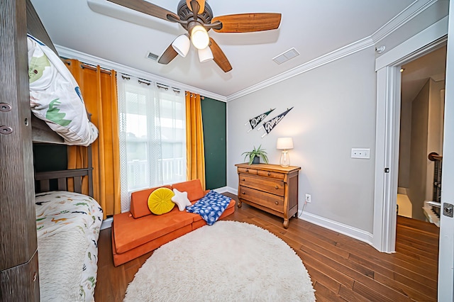 1726 Winfield Way, Charleston, SC 29414 - bedroom with crown molding, dark wood-type flooring, and a ceiling fan