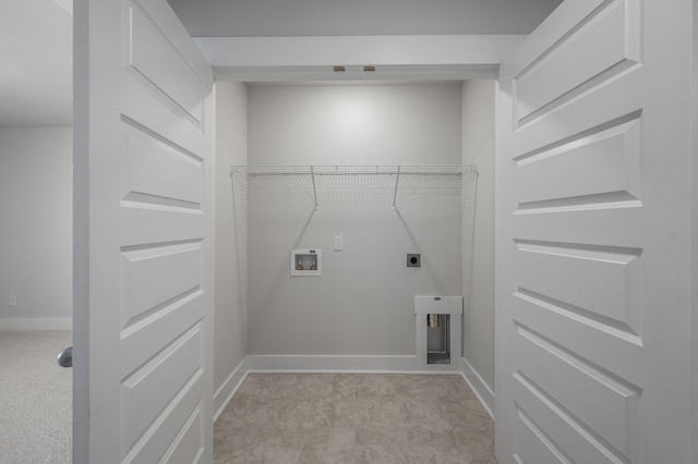 laundry room featuring washer hookup, laundry area, hookup for an electric dryer, and baseboards