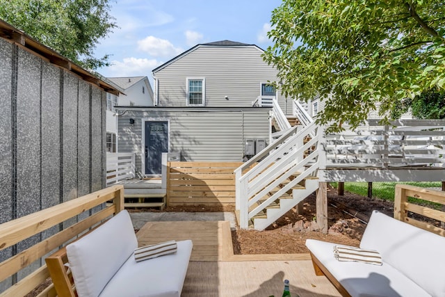 exterior space with outdoor lounge area and a deck