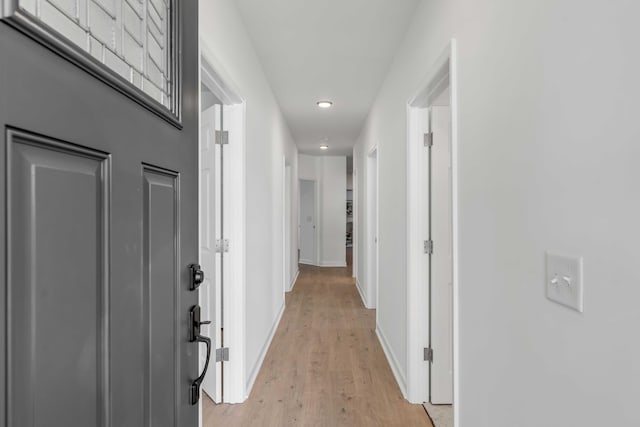 hall with light hardwood / wood-style flooring