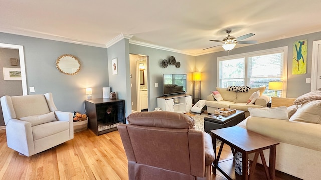 2636 Elissa Dr, Charleston, SC 29414 - living area featuring light wood-style flooring, ornamental molding, and ceiling fan