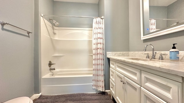 2636 Elissa Dr, Charleston, SC 29414 - bathroom featuring vanity, shower / tub combo, toilet, and baseboards