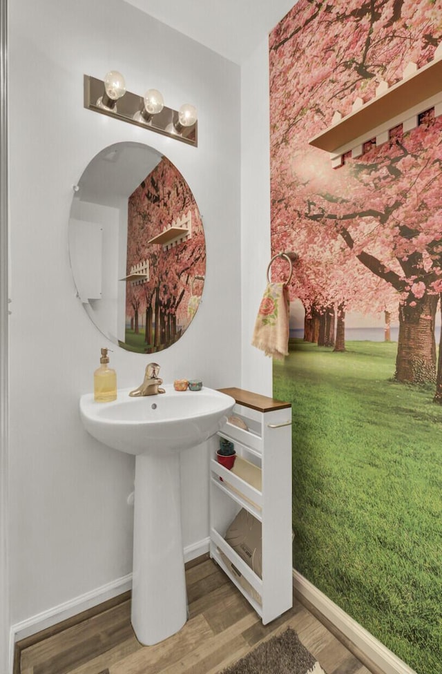 bathroom featuring baseboards and wood finished floors