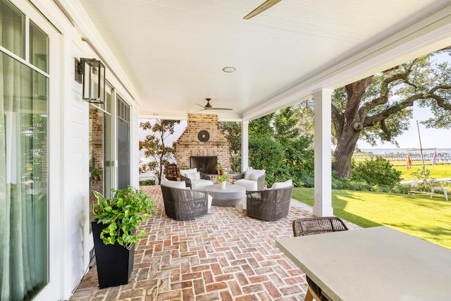 202 Bank St, Mount Pleasant, SC 29464 - view of patio featuring an outdoor living space with a fireplace
