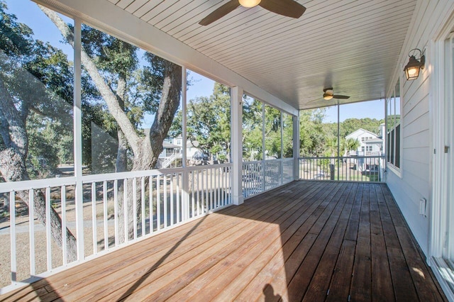 deck featuring ceiling fan