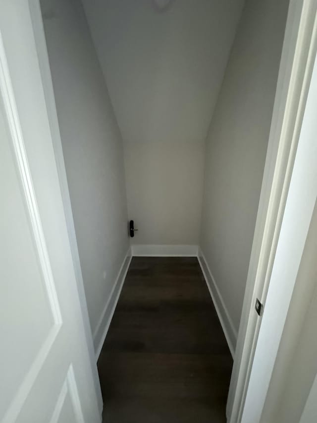 laundry area featuring dark hardwood / wood-style floors