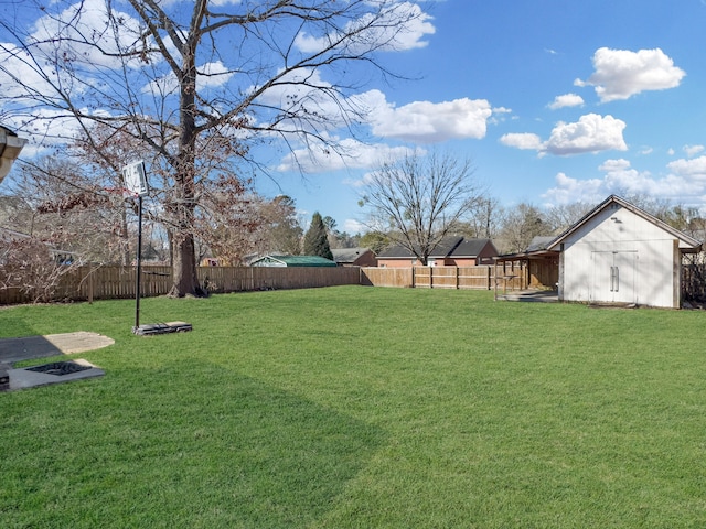 view of yard with a fenced backyard