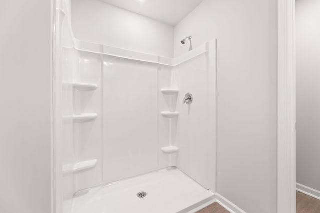 bathroom with a shower