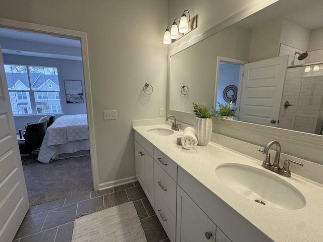 131 Brown Swiss Cir, Summerville, SC 29483 - full bath featuring tiled shower, double vanity, baseboards, and a sink