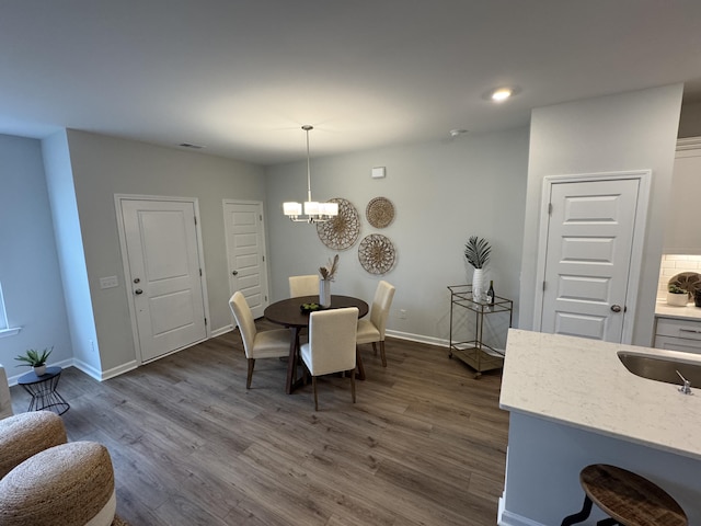131 Brown Swiss Cir, Summerville, SC 29483 - dining room with a chandelier, baseboards, dark wood-style floors, and visible vents