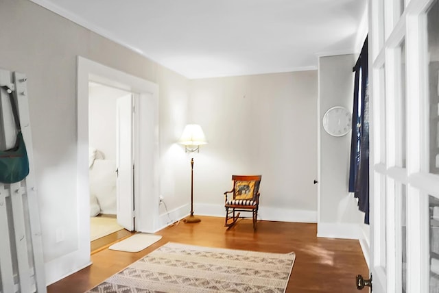 living area with wood finished floors
