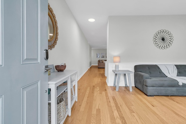 interior space with light hardwood / wood-style floors