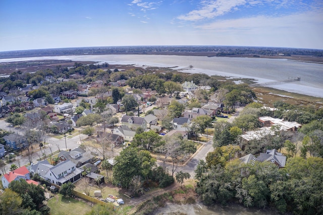 bird's eye view with a water view and a residential view