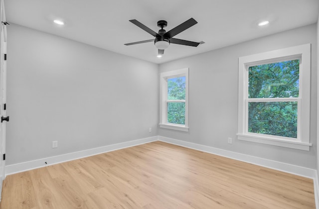 501 Joseph St, Charleston, SC 29412 - empty room featuring light wood-style floors, ceiling fan, and recessed lighting