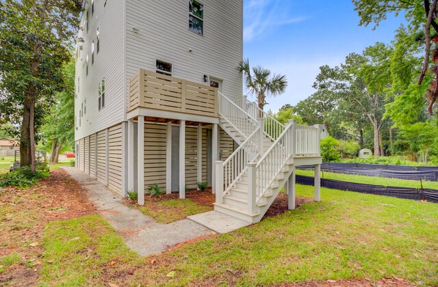 501 Joseph St, Charleston, SC 29412 - rear view of property with a yard, stairway, and a deck