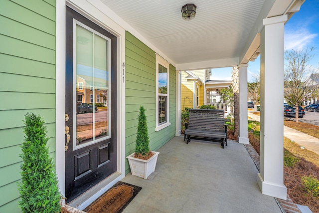 view of patio featuring covered porch