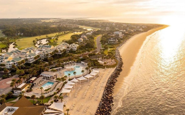 2860 Old Drake Dr, Johns Island, SC 29455 - aerial view at dusk featuring a water view and a view of the beach