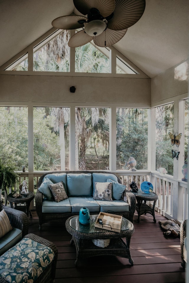 2860 Old Drake Dr, Johns Island, SC 29455 - sunroom / solarium with ceiling fan and lofted ceiling