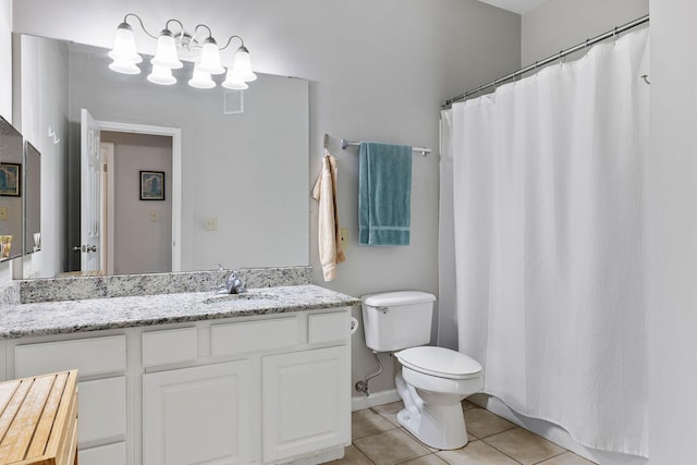 full bath with visible vents, toilet, tile patterned floors, and vanity