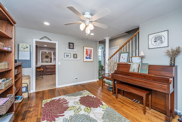 802 Robert E Lee Blvd, Charleston, SC 29412 - entrance foyer featuring ceiling fan, hardwood / wood-style floors, recessed lighting, and stairway