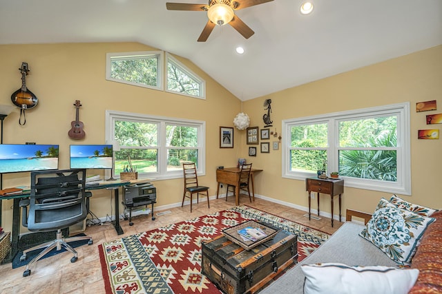802 Robert E Lee Blvd, Charleston, SC 29412 - office space with vaulted ceiling, a ceiling fan, plenty of natural light, and recessed lighting