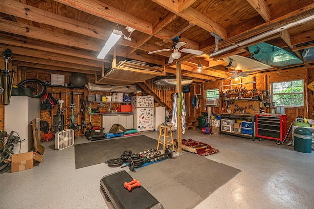 802 Robert E Lee Blvd, Charleston, SC 29412 - garage featuring a workshop area and a ceiling fan
