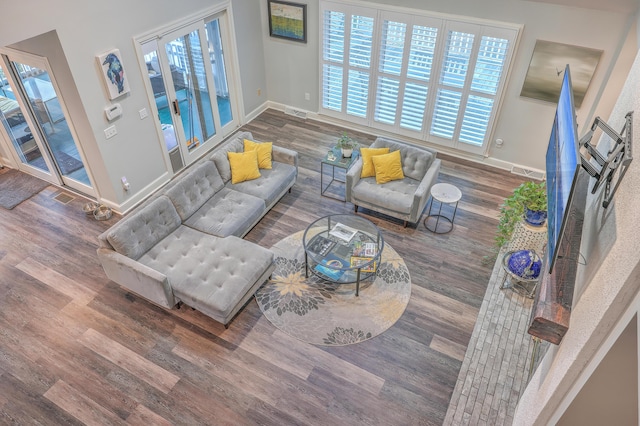 living room with hardwood / wood-style floors