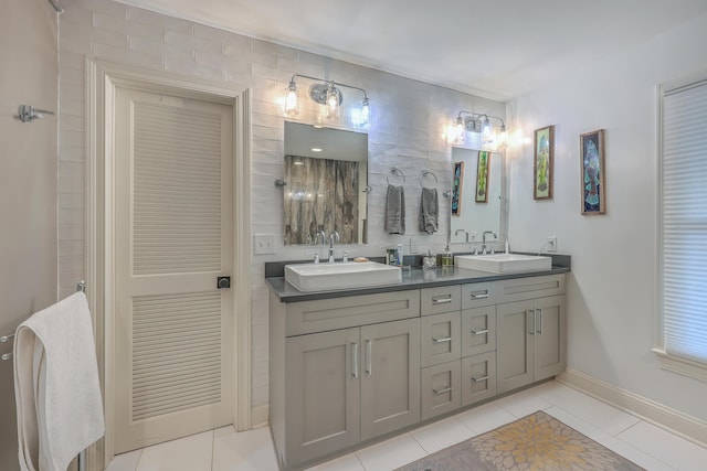 bathroom featuring vanity and tile patterned floors