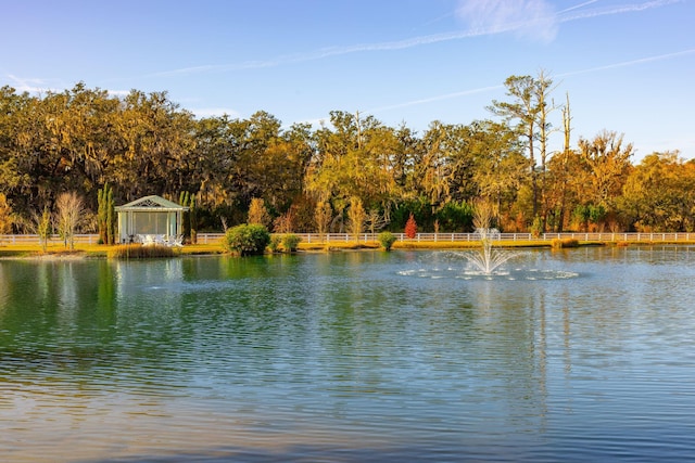 water view featuring a gazebo