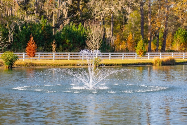 water view featuring fence