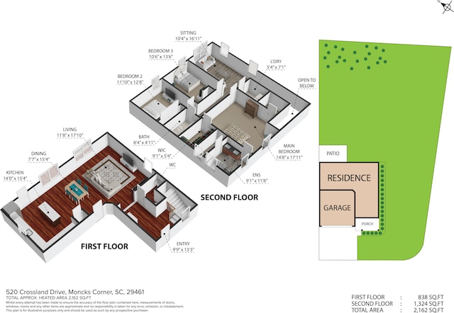 520 Crossland Dr, Moncks Corner, SC 29461 - room layout