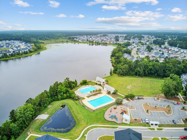 520 Crossland Dr, Moncks Corner, SC 29461 - aerial view of property and surrounding area with a large body of water and a pool area