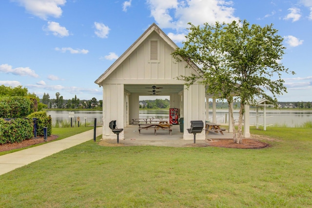520 Crossland Dr, Moncks Corner, SC 29461 - surrounding community featuring a lawn, a water view, a gazebo, and a patio