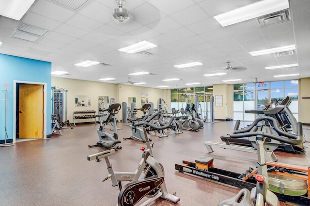 520 Crossland Dr, Moncks Corner, SC 29461 - workout area with a paneled ceiling and a ceiling fan